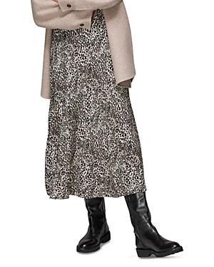 Whistles Micro Animal Print Bias Cut Skirt