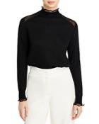 Lafayette 148 New York Ruffle Trim Mock Neck Sweater