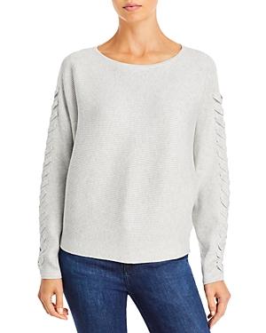 T Tahari Dolman Sleeve Boat Neck Wide Rib Braid Detail Sweater