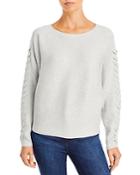 T Tahari Dolman Sleeve Boat Neck Wide Rib Braid Detail Sweater