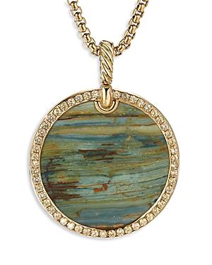David Yurman 18k Yellow Gold Dy Elements Artist Series Bogwood Yellow Sapphire Disc Pendant