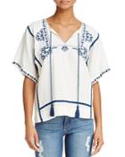 Ella Moss String-tie Embroidered Top