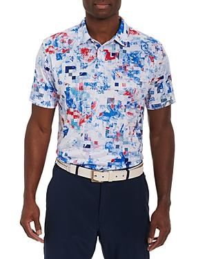 Robert Graham Winslow Stretch Cubist Print Classic Fit Performance Polo Shirt