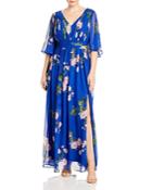 Adrianna Papell Plus Ruched Floral-print Gown