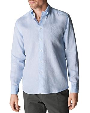 Eton Linen Poplin Garment Washed Contemporary Fit Dress Shirt