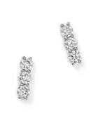 Diamond Three-stone Bar Earrings In 14k White Gold, .30 Ct. T.w.