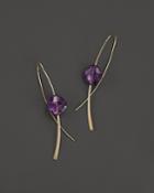 14k Yellow Gold And Amethyst Drop Earrings