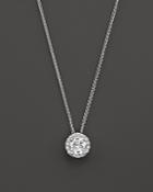 Diamond Halo Pendant Necklace In 14k White Gold, .25 Ct. T.w.