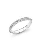 Diamond Micro Pave Knife Edge Eternity Band In 14k White Gold, .30 Ct. T.w.