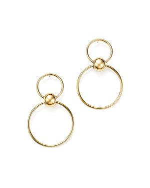 14k Yellow Gold Beaded Double Hoop Drop Earrings - 100% Exclusive