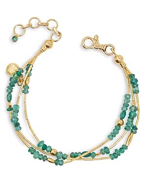 Gurhan 24k/22k Yellow Gold Emerald Lentil Rain Multi Strand Bracelet