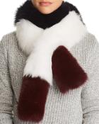 Maximilian Furs Color-blocked Fox Fur Pull-through Scarf - 100% Exclusive