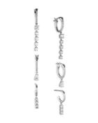 Nadri Love All Cubic Zirconia Charm Huggie Hoop Earrings In Rhodium Plated, Set Of 3
