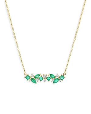 Bloomingdale's Emerald & Diamond Bar Necklace In 14k Yellow Gold, 18 - 100% Exclusive