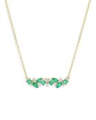 Bloomingdale's Emerald & Diamond Bar Necklace In 14k Yellow Gold, 18 - 100% Exclusive