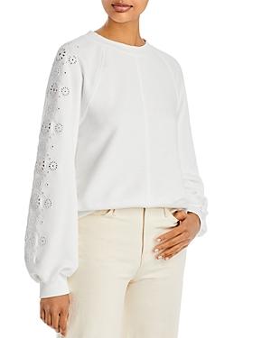Splendid Brynn Eyelet Puff Sleeve Sweatshirt