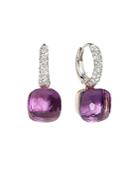 Pomellato Nudo Earrings With Amethyst And Diamonds In 18k White And Rose Gold