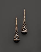 Diamond And Black Onyx Drop Earrings In 14k Rose Gold, .35 Ct. T.w. - 100% Exclusive