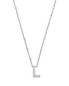 Kendra Scott Letter L Adjustable Pendant Necklace In Rhodium Plated, 19