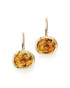 Citrine Oval Drop Earrings In 14k Yellow Gold