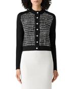 St. John Croc Print Silk Inset Wool Cardigan