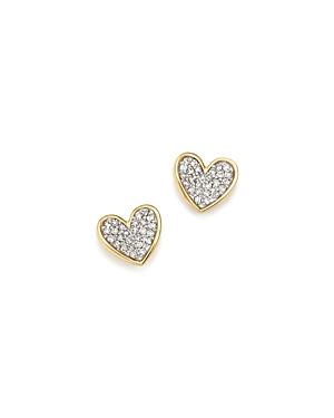 Adina Reyter 14k Yellow Gold Tiny Pave Diamond Folded Heart Stud Earrings