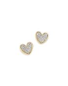 Adina Reyter 14k Yellow Gold Tiny Pave Diamond Folded Heart Stud Earrings