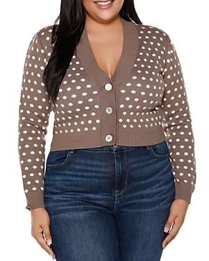 Belldini Plus V Neck Jacquard Cardigan