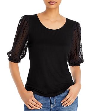 Kim & Cami Sheer Puff Sleeve Top