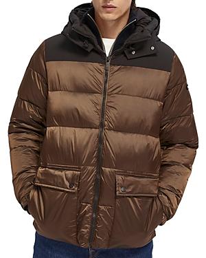 Scotch & Soda Color Blocked Hooded Puffer Jacket