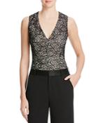 Alice And Olivia Zooey Seamed Lace Bodysuit