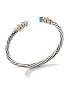 David Yurman Helena End Station Bracelet In Sterling Silver With Blue Topaz, Diamonds And 18k Yellow Gold, 4mm