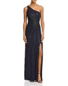 Adrianna Papell Beaded Starburst One-shoulder Gown