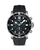 Tissot Seastar Men's Quartz Black Watch With Rubber Strap, 45mm