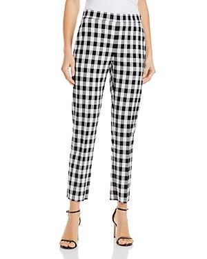 T Tahari Check Print Slim Ankle Pants