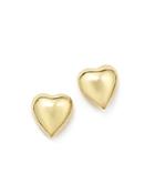 14k Yellow Gold Puffed Heart Stud Earrings