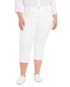 Nydj Plus The Thighshaper Straight Crop Jeans In Optic White