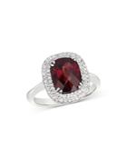 Bloomingdale's Garnet & Diamond Classic Halo Ring In 14k White Gold - 100% Exclusive
