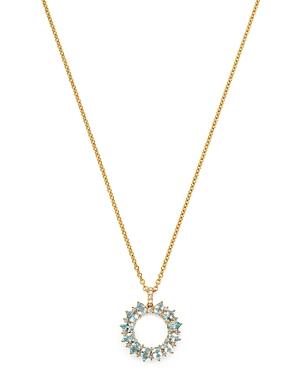 Kiki Mcdonough 18k Yellow Gold Juno Blue Topaz & Diamond Sunflower Pendant Necklace, 18