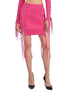 Herve Leger Variegated Rib Lace Up Mini Skirt