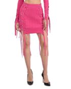 Herve Leger Variegated Rib Lace Up Mini Skirt