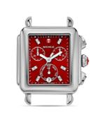 Michele Deco Ii Red Diamond Dial Watch Head, 33 X 35mm