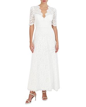 Bcbgmaxazria V Neck Lace Short Sleeve Gown