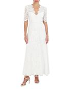 Bcbgmaxazria V Neck Lace Short Sleeve Gown