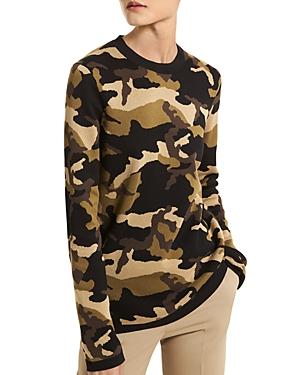 Michael Kors Cotton Camo Pattern Crewneck Sweater