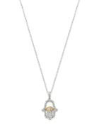 Bloomingdale's Diamond Hamsa Pendant Necklace In 14k Yellow & White Gold, 0.25 Ct. T.w. - 100% Exclusive