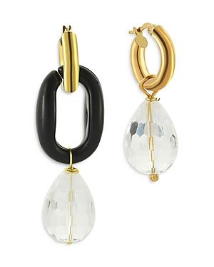 Maison Irem Archil Crystal & Colored Link Hoop Mismatch Drop Earrings