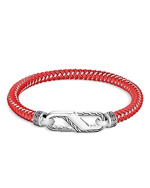 John Hardy Men's Sterling Silver Classic Woven Red Rubber Carabiner Clasp Bracelet