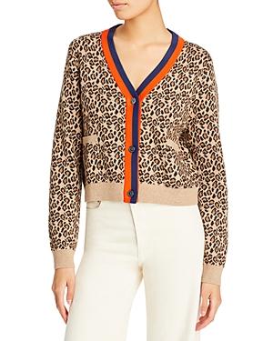 Kule The Milo Striped Trim Leopard Cardigan