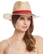 Aqua Fringe-trim Panama Hat - 100% Exclusive